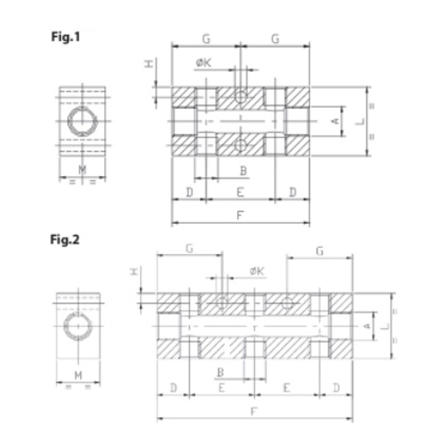 Vendita online Ripartitore uscite multiple da 2 lati in alluminio 2-1/4 4-1/8